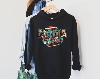 Mama Hoodie - Cowhide Mama Vibes Leopard Print Sweats - Gemstone Turquoise 90's Sweatshirt - Cadeau de Noël - Cadeau d’anniversaire