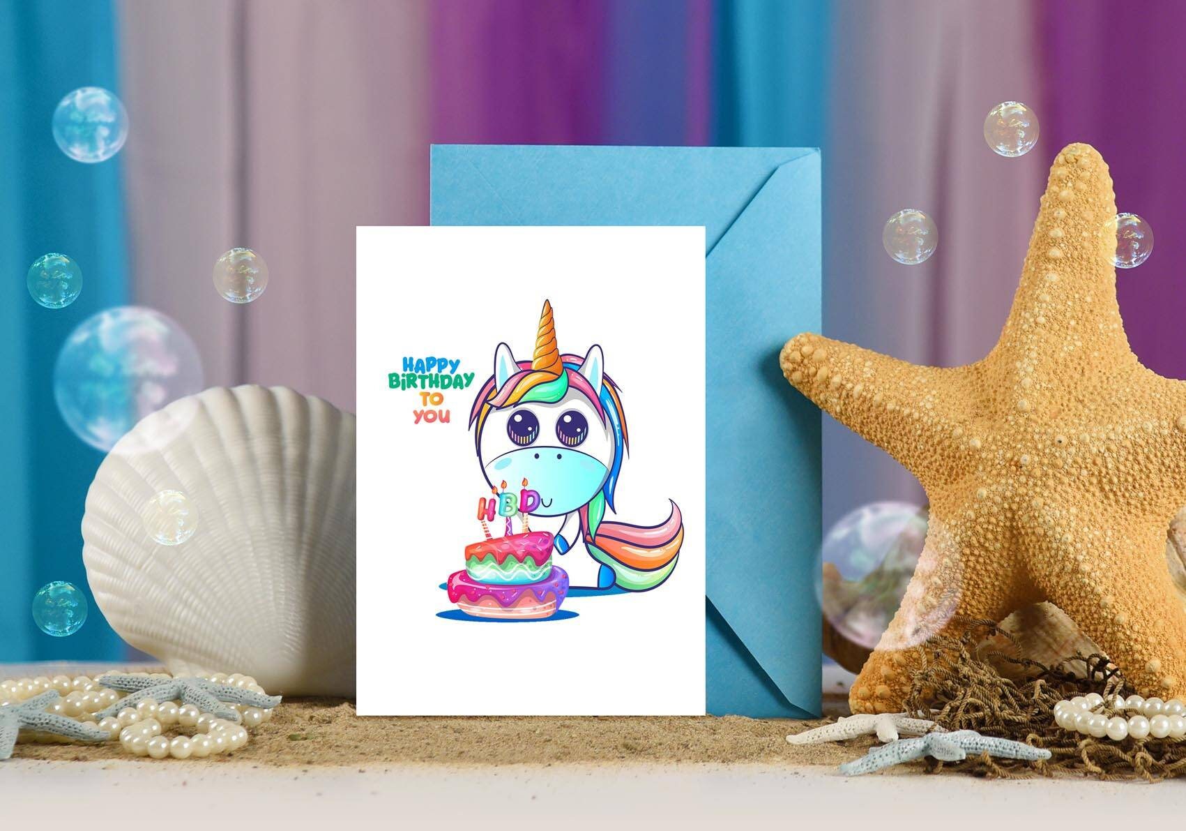 Unicorn birthday card greeting card happy birthday to you | Etsy