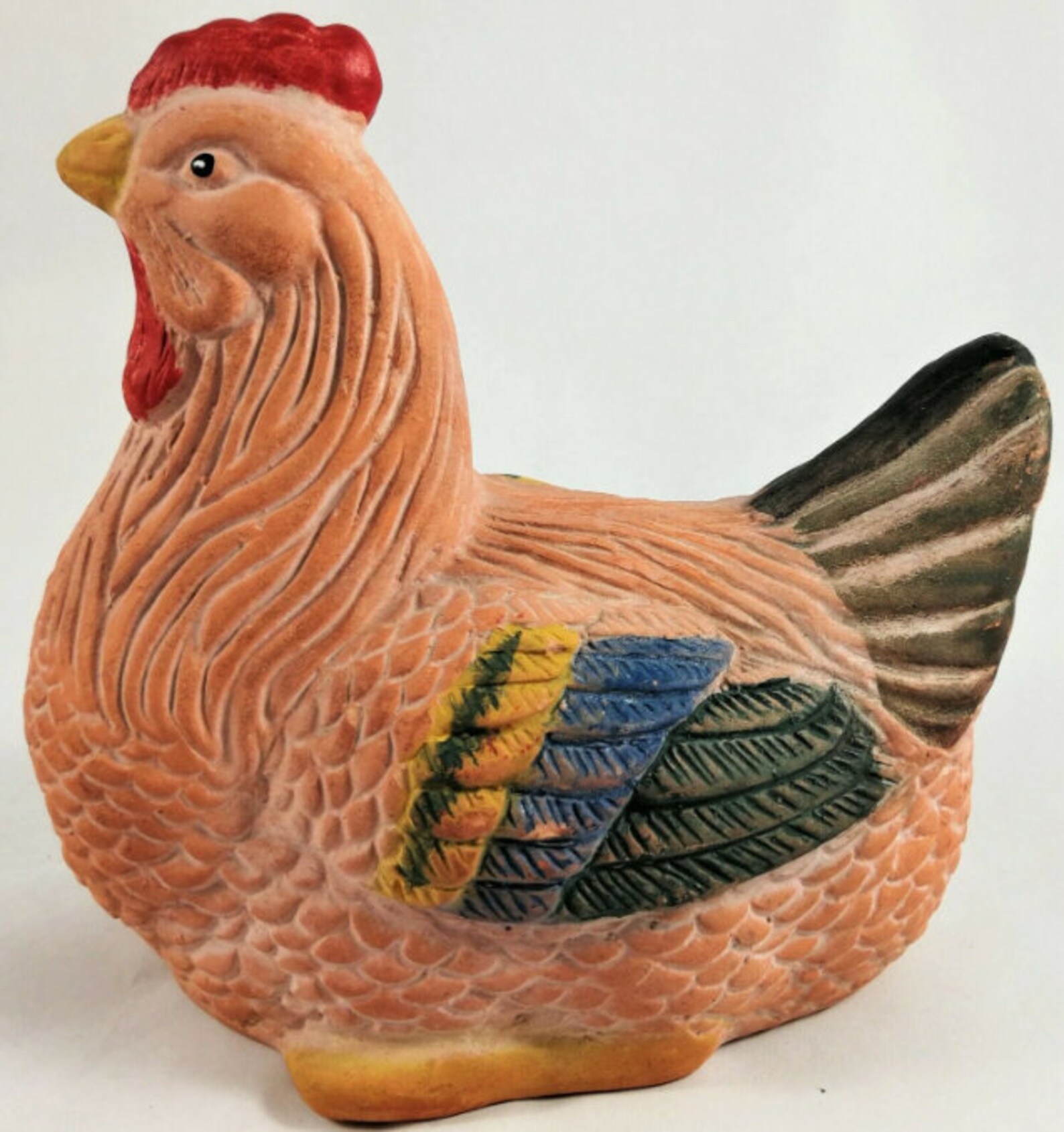 Hen Ceramic Painted Hand Chicken Figurine Décor Animal Figure Etsy