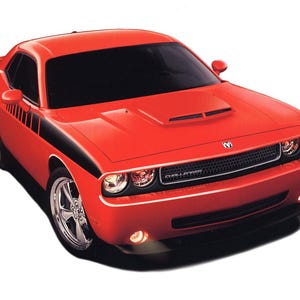 Fits 2008-2023 Dodge Challenger Side Upper SHORT STROBE: Door Body Decals Vinyl Graphics Accent for 2008-2023 - &quot;The MoProAuto Original&quot;