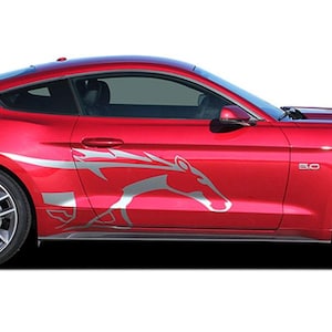 STEED: Past op Ford Mustang Pony Deur Strepen Paard Sticker Zijkant Vinyl Graphic Kit Past 2015-2023 - &quot;The MoProAuto Original&quot;
