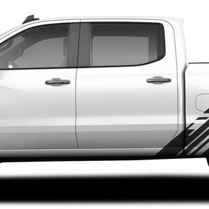 DITHER: calcomanías de rayas para puertas con gráficos de vinilo para carrocería lateral de estilo versátil y universal que se muestran en la Silverado blanca de Chevy: &quot;El original de MoProAuto&quot;