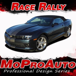2014-2015 Camaro RACE RALLY : Chevy Camaro Indy Style Hood Rally Vinyl Graphics Racing Stripes Kit (All Models) - &quot;The MoProAuto Original&quot;