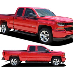ACELERADOR: Kit de calcomanías gráficas de vinilo con rayas laterales y detalles de línea superior de carrocería para Chevy Silverado 2014-2018 - &quot;El original de MoProAuto&quot;