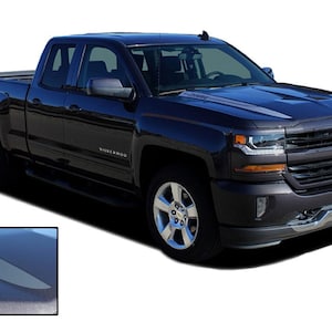 STERLING SPIKES: Kit de calcomanías gráficas de vinilo con rayas laterales y en forma de lanza para el capó de Chevy Silverado 2016 2017 2018: &quot;El original de MoProAuto&quot;