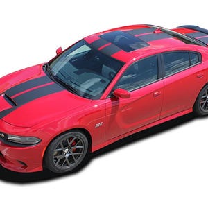 N-CHARGE : Fits 2015-2023 Dodge Charger Racing Stripes R/T Scat Pack SRT 392 Hellcat Rally Vinyl Graphics Decals "The MoProAuto Original"