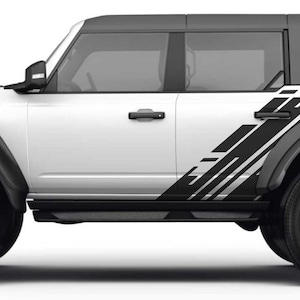 DITHER : Universal Versatile Style Side Body Vinyl Graphics Door Stripes Decals Fits White Ford Bronco - &quot;The MoProAuto Original&quot;