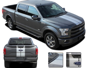F-150 F-RALLY: Pasuje do Forda F-150 Split Center Racing Stripes Vinyl Graphics Decals Kit 2015-2020 - „The MoProAuto Original”