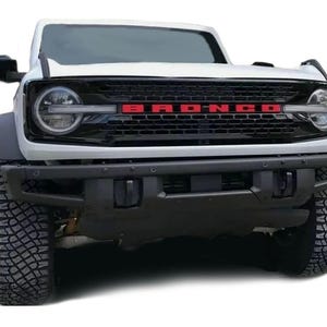 GRILL LETTERS : Fits Ford Bronco Front Grill Name Text Decals Stripes Vinyl Graphics for 2021-2025 - "The MoProAuto Original"