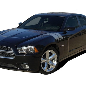 RECHARGE DOUBLE BAR : Fits 2011-2014 Dodge Charger Hash Mark Hood to Fender Decals Stripes - &quot;The MoProAuto Original&quot;