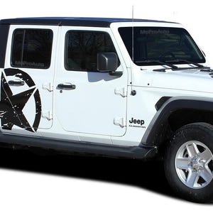 LEGEND STAR : Fits Jeep Gladiator Side Body Distressed Star Vinyl Graphics Decal Stripe Kit for 2020-2025 Models - &quot;The MoProAuto Original&quot;