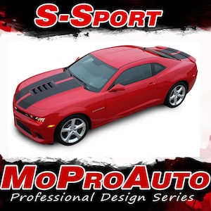 2014-2015 S-SPORT : Chevy Camaro Vinyl Graphics Hood Trunk OEM Style Racing Stripes Decal Kit (SS Model Only) - &quot;The MoProAuto Original&quot;