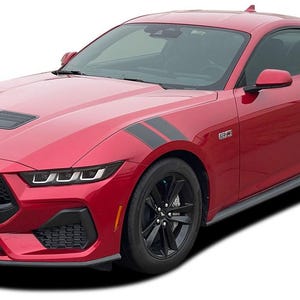 Pony DUBBELE BAR: past op Ford Mustang GT van 2024 en 2025 en Ecoboost-kap tot spatbord Decals strepen vinyl grafische kit - &quot;The MoProAuto Original&quot;