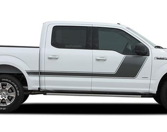FORCE TWO Solid: Pasuje do Forda F-150 Hockey Stripes FX Appearance Package z lat 2021-2025 Zestaw naklejek z grafiką winylową - „The MoProAuto Original”