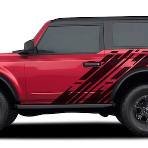 DITHER : Universal Versatile Style Side Body Vinyl Graphics Door Stripes Decals Fits Red Ford Bronco - &quot;The MoProAuto Original&quot;