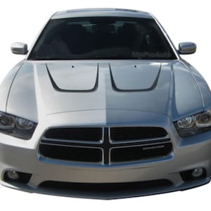SCALLOP HOOD : Fits 2011-2014 Dodge Charger Hood Vinyl Graphic Decal Stripe Kit - &quot;The MoProAuto Original&quot;