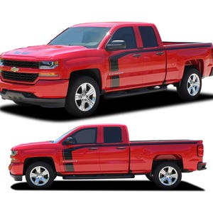 FLOW: Kit de calcomanías de vinilo con rayas y detalles en forma de hockey para capó y parte superior de la carrocería de la Chevy Silverado 2016 2017 2018: &quot;El original de MoProAuto&quot;