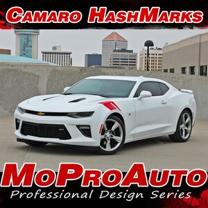 2016-2018 HASHMARK Chevy Camaro Hood to Fender Hash Vinyl Stripes Graphics Decals Kit (All Models) - &quot;The MoProAuto Original&quot;