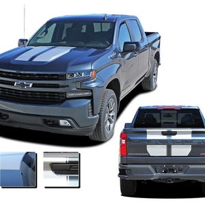 BOW RALLY: Kit de calcomanías de vinilo con rayas de carreras para el capó de Chevy Silverado para modelos 2019, 2020, 2021, 2022, 2023, 2024 y 2025. &quot;El original de MoProAuto&quot;.