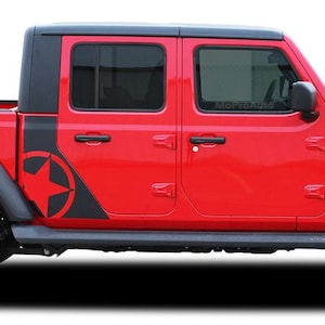 OMEGA SIDES : Fits Jeep Gladiator Side Door Star Vinyl Graphics Body Decal Stripe Kit for 2020-2025 Models - &quot;The MoProAuto Original&quot;