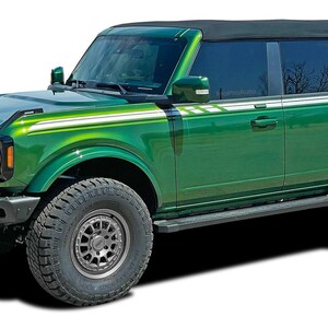 BRONCO REINS (Full Size) : Fits Ford Bronco Side Body Upper Door Stripes Decals Vinyl Graphics Kit for 2021-2025 - "The MoProAuto Original"