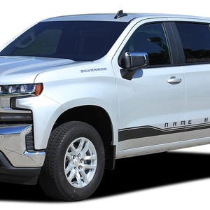 SILVERADO ROCKER 1: Kit de calcomanías de vinilo con gráficos para el balancín inferior de la carrocería y la puerta de la Chevy Silverado Stripes, compatible con modelos 2019-2025 - &quot;El original de MoProAuto&quot;