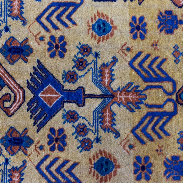 Tapis persan, tapis oriental., tissé à la main, vintage, caucasien. Couleurs fortes, paisley, laine, tisser, nomade,