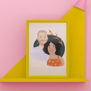 Custom Bold & Fun Drawn Couple Portrait, Digital Printable Portrait Wall Art, Gift for Her Him, Personalized Portrait - Valentines Day