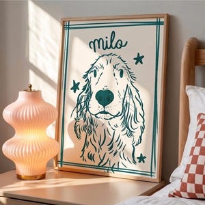 Anpassat husdjursporträtt minimalistisk handritad hundkattkonst hundmamma födelsedagspresent husdjursförlustminnesmärke digital nedladdning