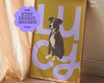 Custom Pet Portrait Fun Bold Hand-Drawn Digital Art Memorial Gift for Dog Cat Lovers ( Digital Download)