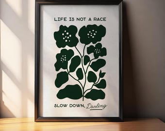 Floral Hand-Drawn Quote Print | Self Care, Cosy Bedroom Wall Art (Digital Download)