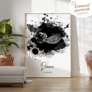 Baby Ultraschall Kunst, Aquarell Sonogramm Druck, Baby-Dusche-Geschenk, Gender Reveal, Sonographie Kunst, Schwangerschaft Geschenk, Ultraschall Kunst für die Wand