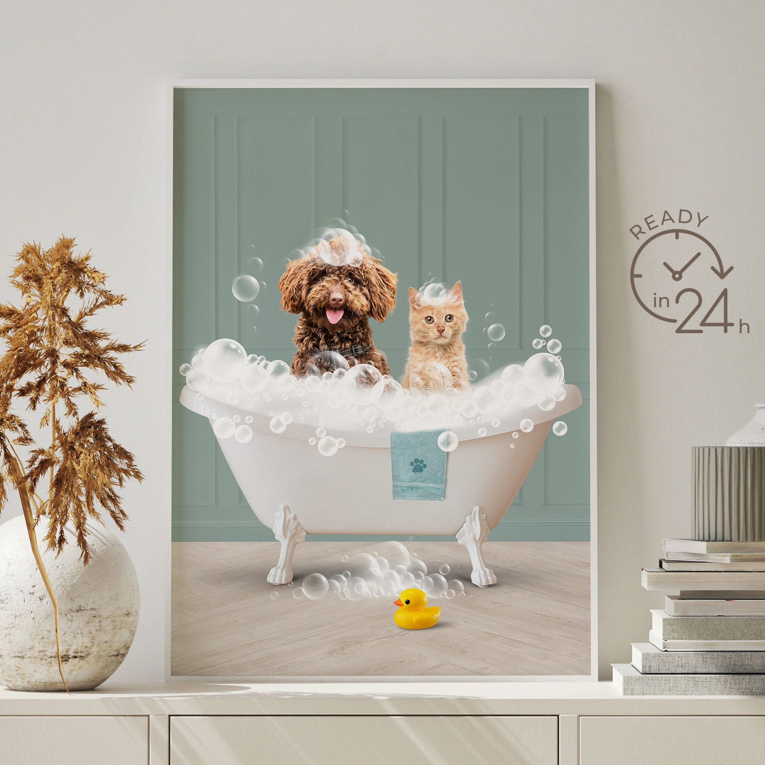 Dog Bath Art Etsy