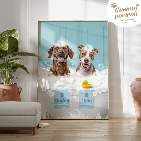 Picture of Custom Dog Bathtub Drawing - Etsy UK