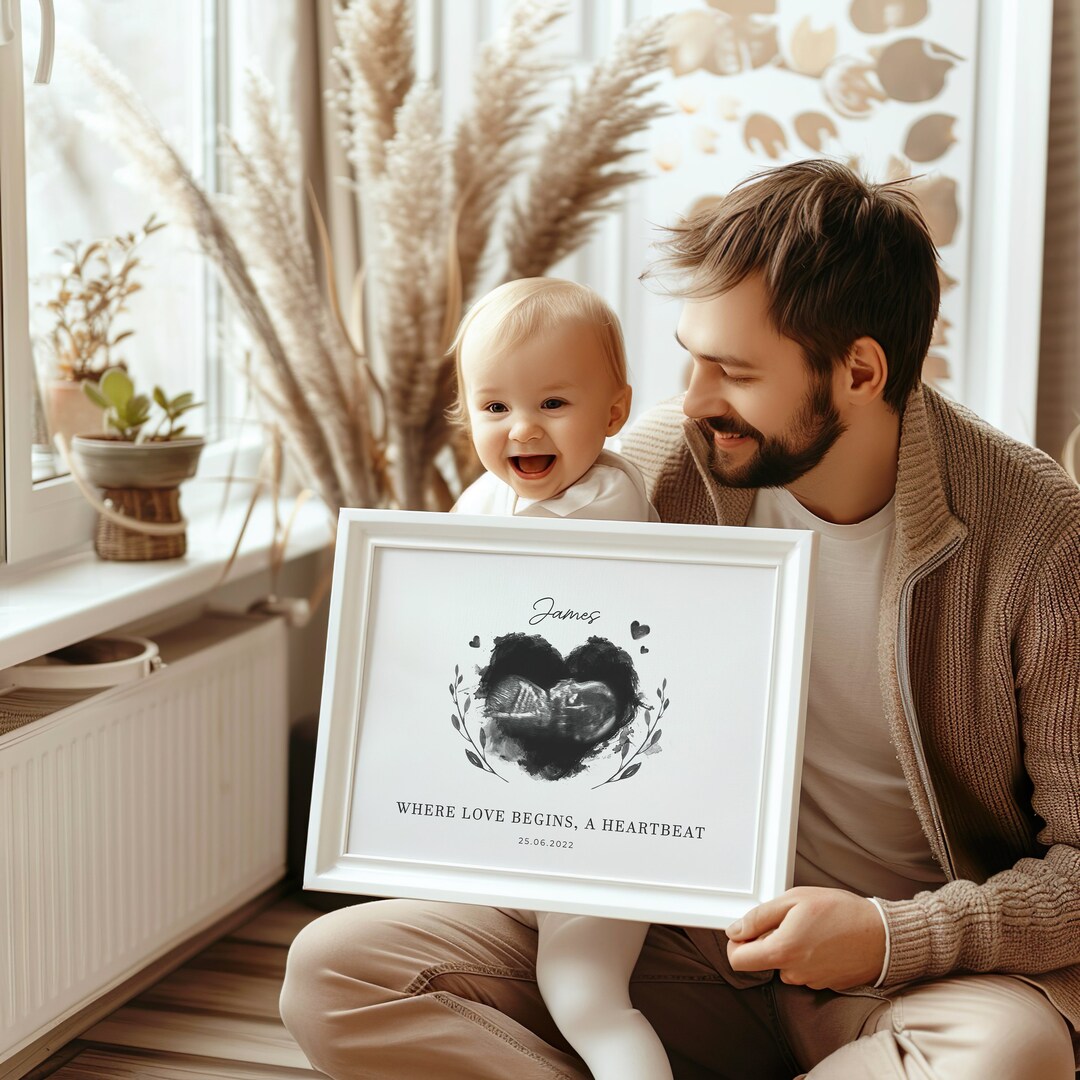 Baby Scan Ink Watercolour Baby Scan Ultrasound Print Shower Gift for Mum to Be ...