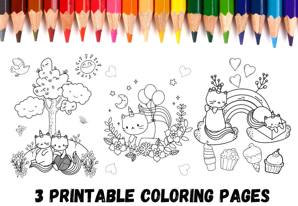 Printable Unicat Coloring Pages for Children / The Cutest | Etsy