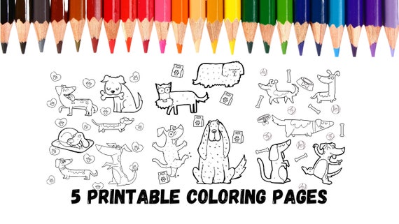 Printable Silly Doggies Coloring Pages for Children / the | Etsy