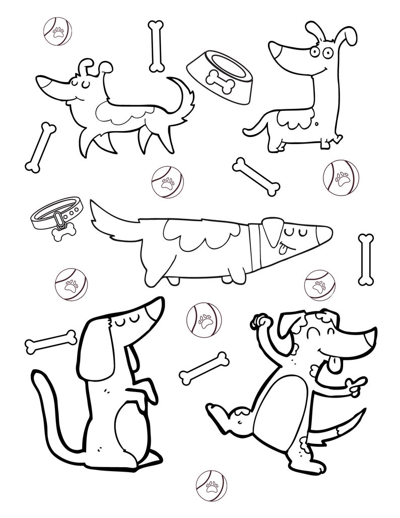 Printable Silly Doggies Coloring Pages for Children / the Cutest ...