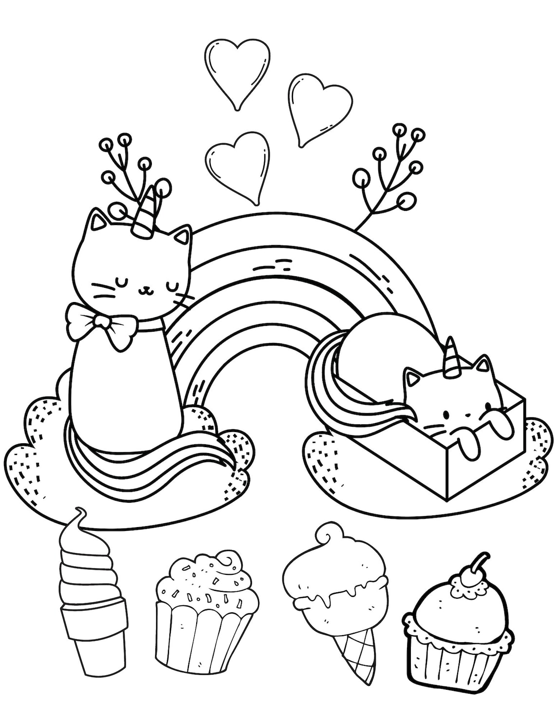 Printable Unicat Coloring Pages for Children / the Cutest - Etsy