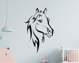 Adesivo per la decorazione della parete della camera da letto dei bambini Decalcomania della stanza della ragazza Decalcomania della parete del cavallo nero Adesivo per la stanza dei giochi, personaggio animale, narrazione, arte della parete degli animali