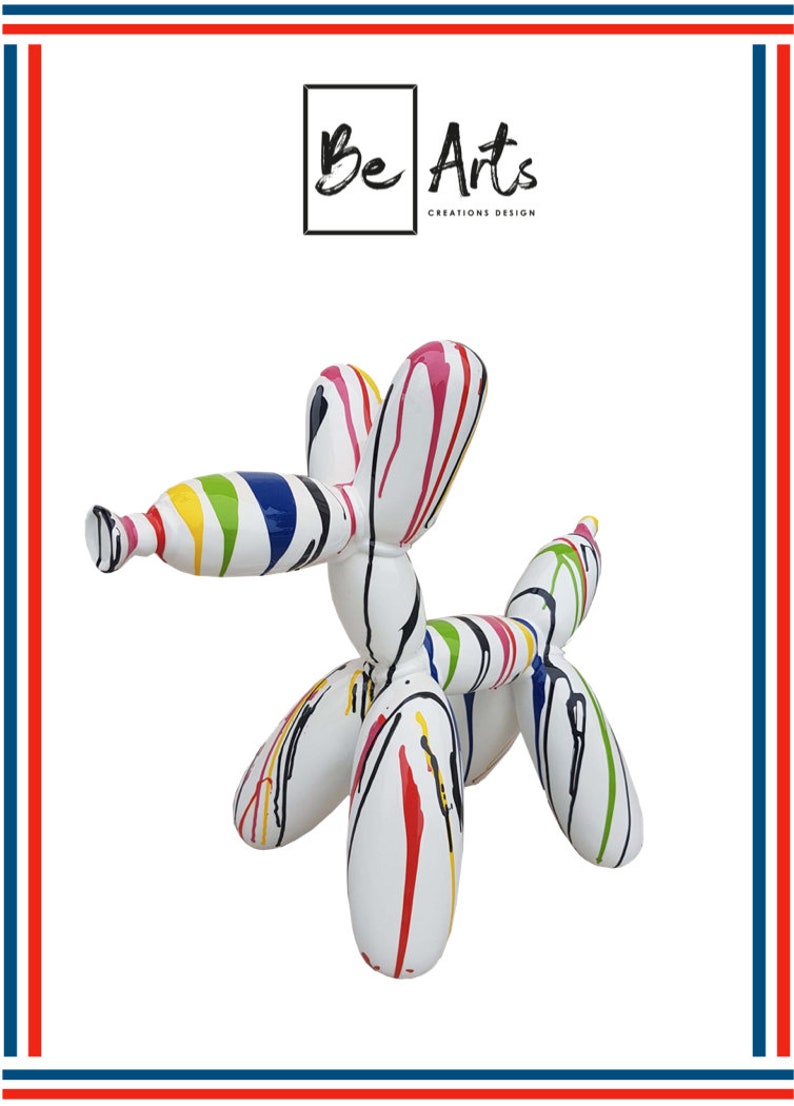STATUE DOG BALL RESINE 70CM - WHITE SPLASH STATUE DOG BALL RESINE 70CM - WHITE SPLASH