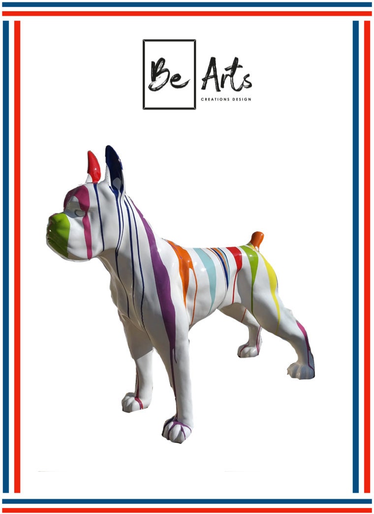 STATUE DOG DOG BOXER RESINE 50CM WHITE SPLASH Etsy