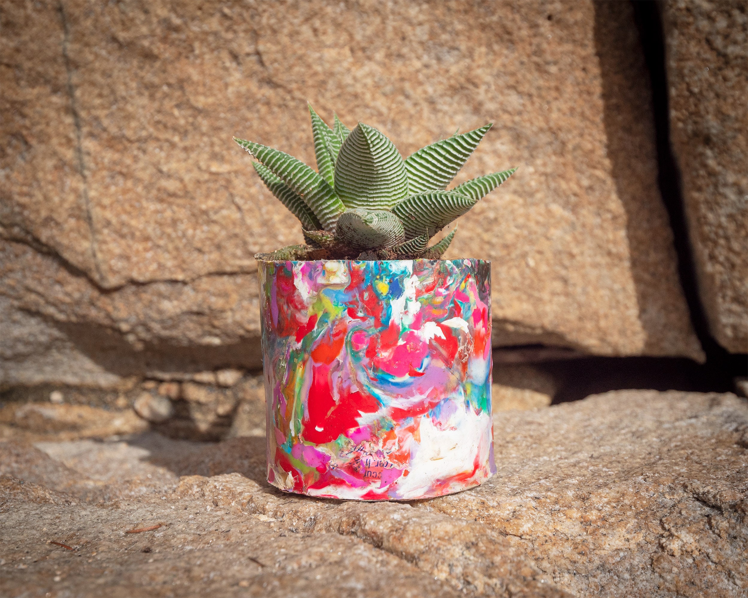 Unique flowerpot Recycled plastic waste Melted with solar | Etsy