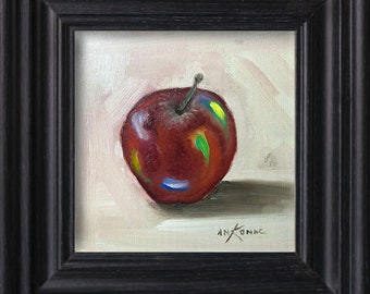 Apple #6 Original Oil on Canvas Still Life Fine Art Painting by A. N. Konac