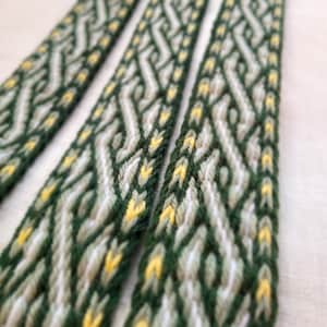 Acabamento em tecido tipo tablete, cinto Viking, padrão Birka B12, faixa tecida, 100% lã, séculos IX-X d.C. - feito sob encomenda