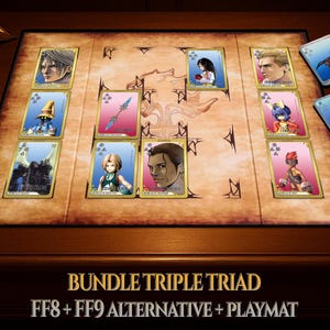 Triple Triad – Final Fantasy VIII & IX | Komplettes Set mit 220 Karten + Faltbrett | Handgefertigte Fan-Edition | Kostenloser Versand