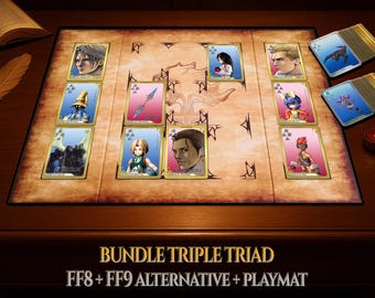 Triple Triad – Final Fantasy VIII & IX Board Game Bundle | 220 Premium Cards + Foldable Board | Fanmade Collector Edition | Free Shipping