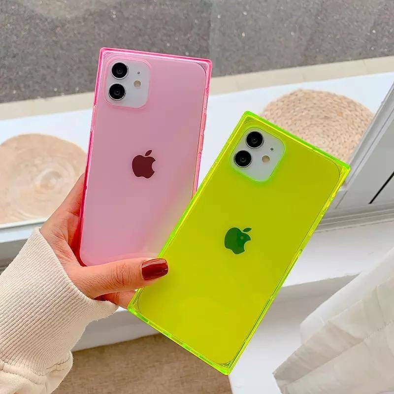Cute Clear Neon Square Iphone 13 12 11 Pro Max Case Iphone 13 Etsy Australia