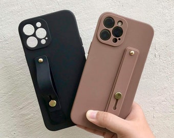 Pastel Brown Matte Shockproof Slim Case for iPhone 13 12 11 Pro Max iPhone 12 Mini iPhone XR XS Max iPhone SE with Strap