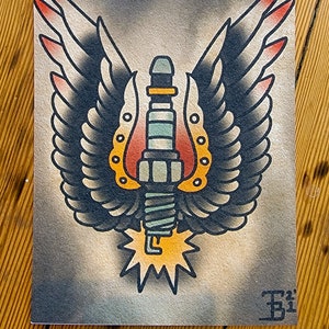 Spark Plug Tattoo Flash Art Print